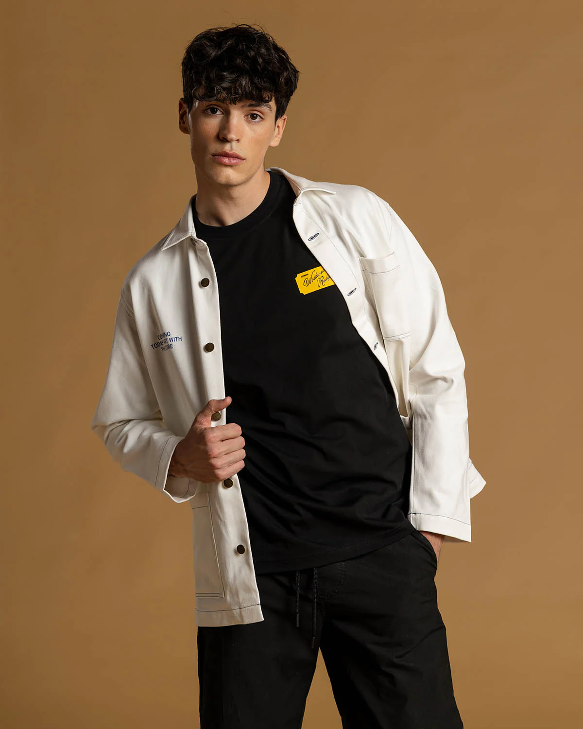 BULL DENIM OVERSHIRT WITH CONTRAST STITCH - Image 7
